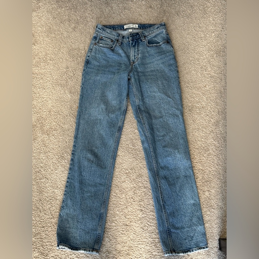 Abercrombie & Fitch Blue Mid Rise Straight Jeans 24 Curve Love